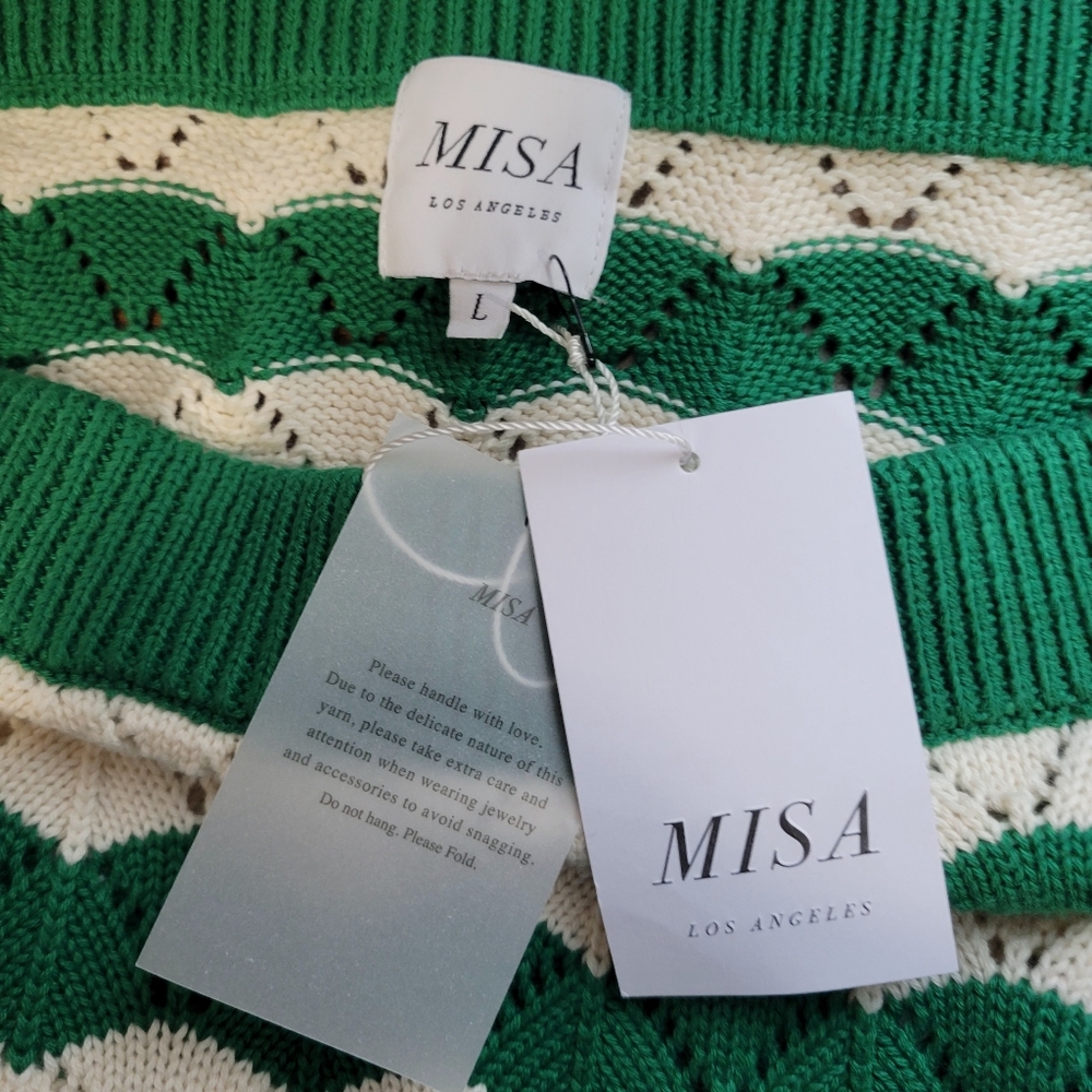 NEW MISA LOS ANGELES melina crochet midi skirt in emerald green - Picture 9 of 11